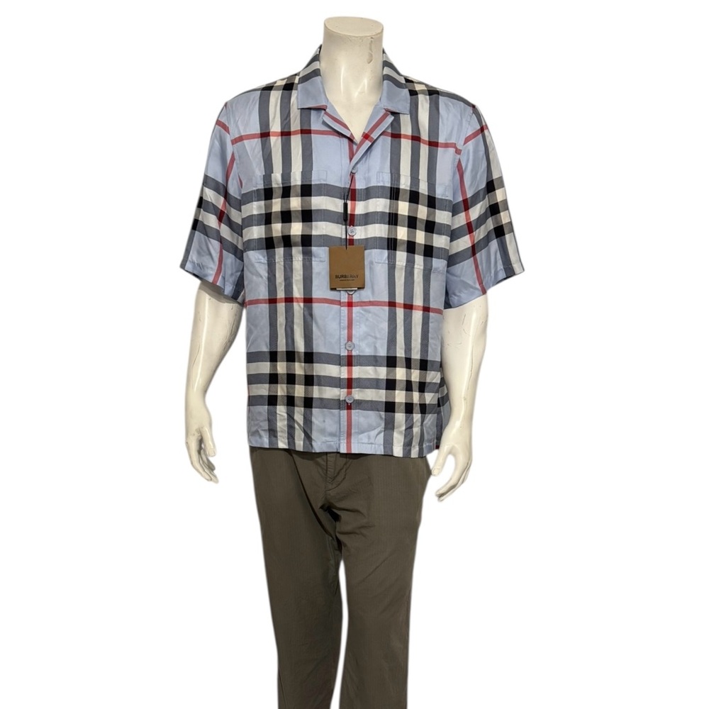 Burberry London Men's Blue Nova Checkered Shirt